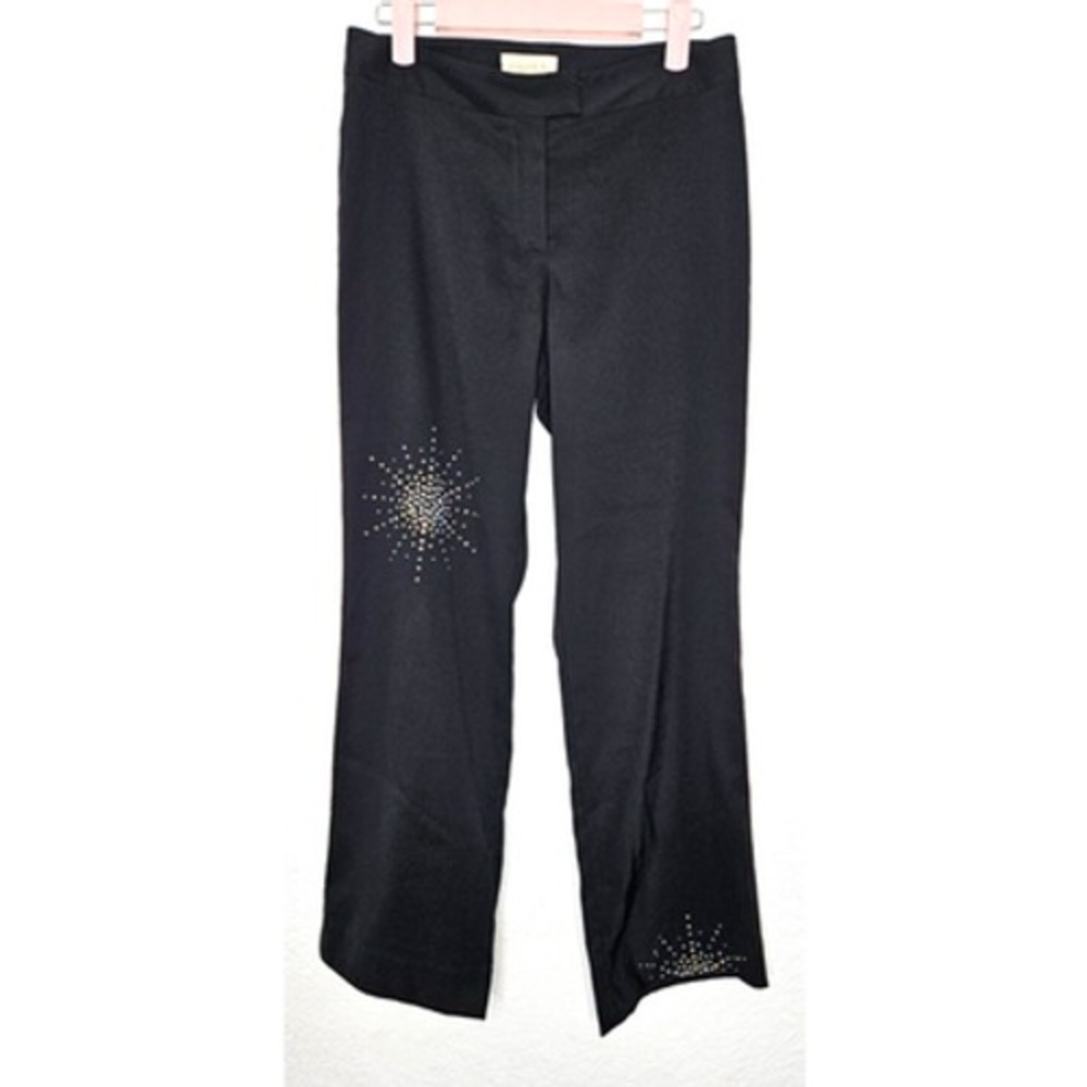 Vintage Cache Women Dress Pants 6 Black Mid Rise Rhinestone Straight Leg 80s 90s